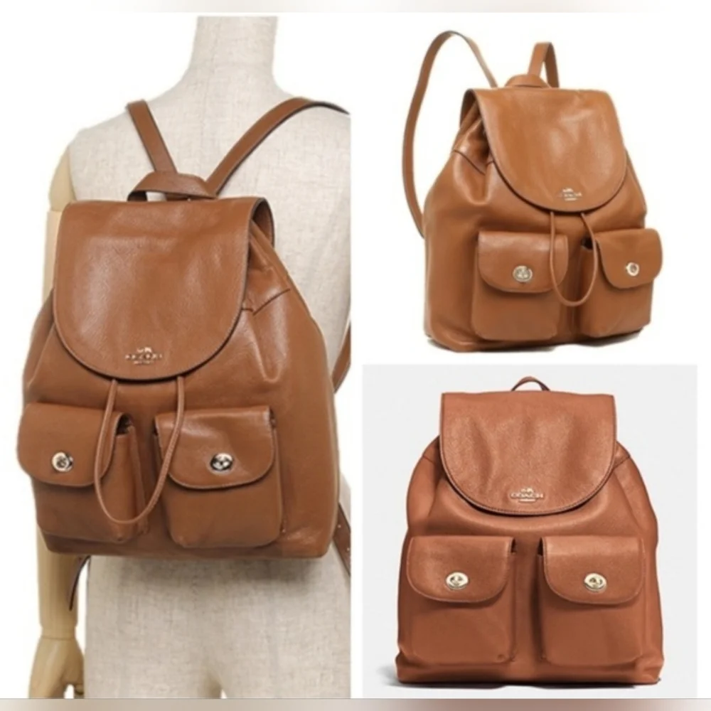 Coach Billie Backpack In Pebble Leather Tan Color - Picture 2 of 16